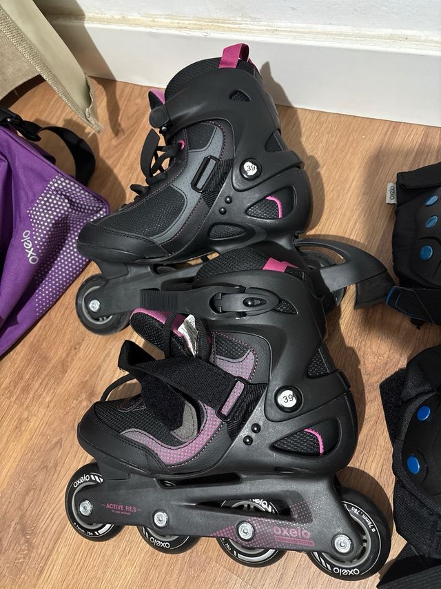 Patines Oxelo Talla 39 + Protecciones y Bolso