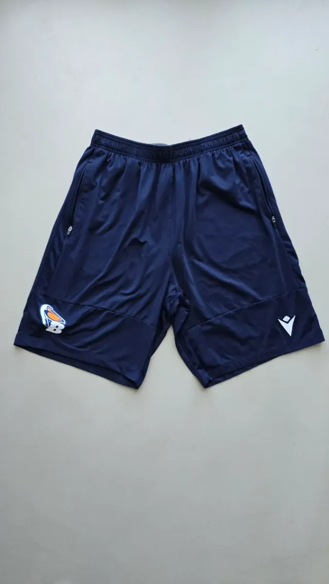 Pantaloncini da basket blu Macron