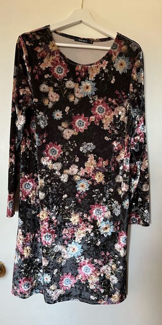 Vestido Terciopelo Flores Talla XL