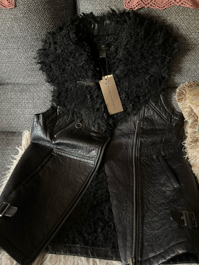 Chaleco H&M Piel Negro Talla XS