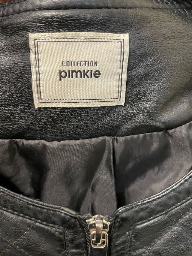 Cazadora biker efecto piel color negro