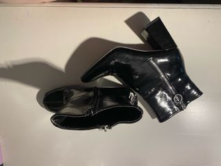 Botines negros charol tacón ancho Talla 38