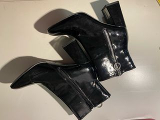 Botines negros charol tacón ancho Talla 38