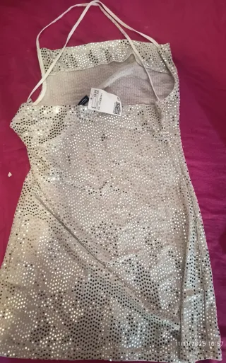 Vestido de fiesta lentejuelas plateadas