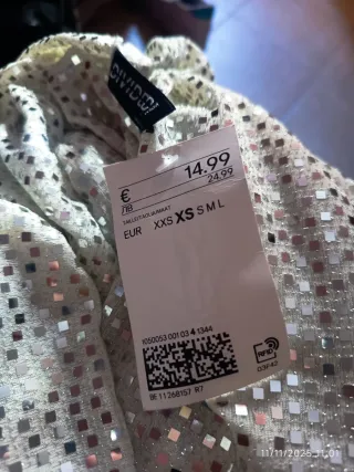 Vestido de fiesta lentejuelas plateadas