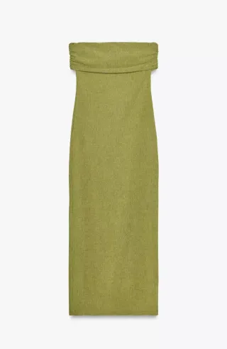 Vestido midi bandeau verde Zara Nuevo