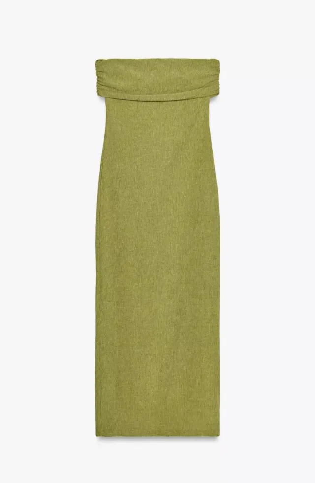 Vestido midi bandeau verde Zara Nuevo