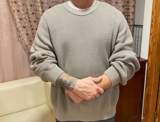 Jersey Zara punto beige hombre