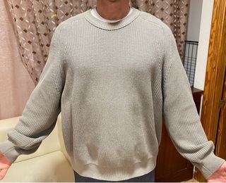 Jersey Zara punto beige hombre