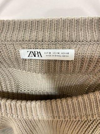 Jersey Zara punto beige hombre