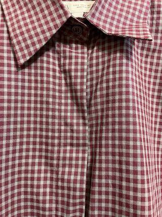 Camisa Zara cuadros berenjena y gris