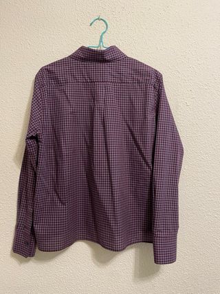 Camisa Zara cuadros berenjena y gris