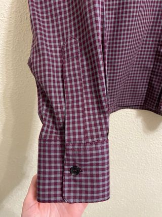 Camisa Zara cuadros berenjena y gris