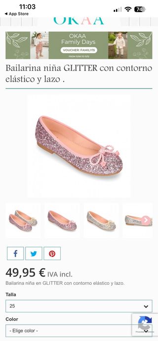 Bailarinas niña Glitter rosa Talla 35