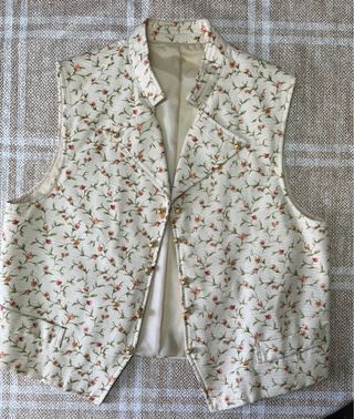 Chaleco Fallero Hombre Flores Beige