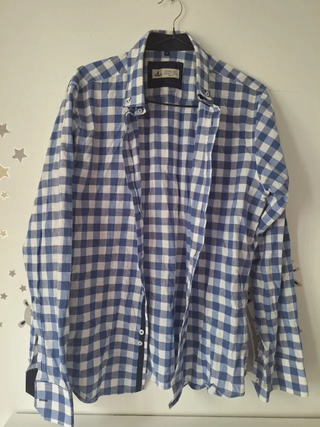 Camisa SINDU cuadros azul y blanco hombre