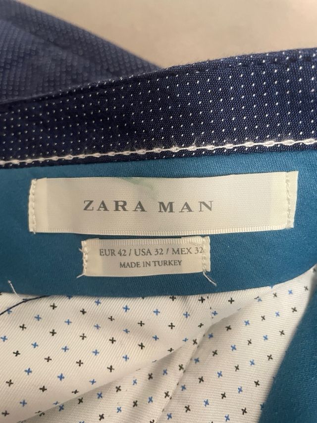 Pantaloni uomo Zara fantasia micro puntini blu