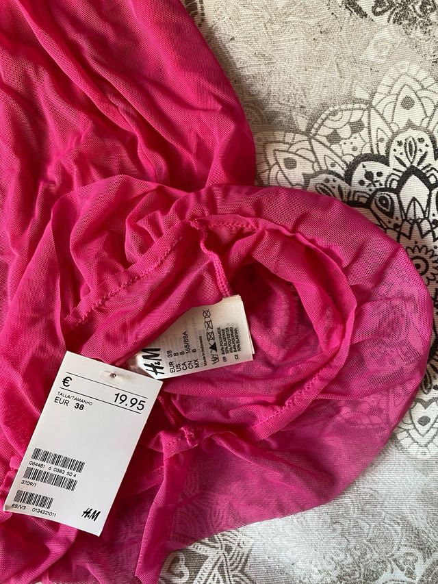 Camisón lencero H&M talla m rosa fucsia