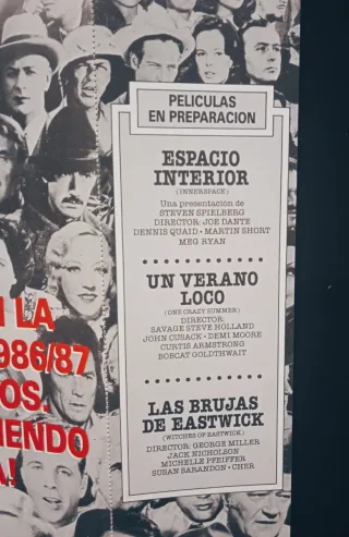 Desplegable lista material Warner Bros. 1986/1987.