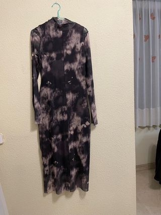 Vestido Zara Midi Tul Negro Gris