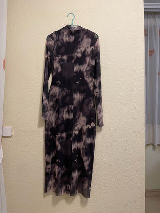 Vestido Zara Midi Tul Negro Gris