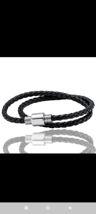 Pulsera con depósito en Piel y Acero Inoxidable
