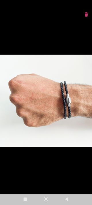 Pulsera con depósito en Piel y Acero Inoxidable