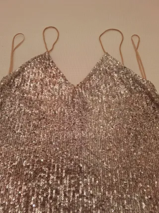 Top lentejuelas Zara rosa y plateado