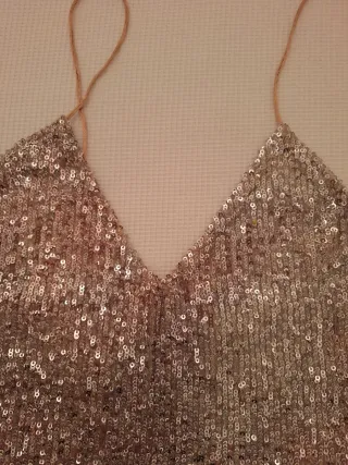 Top lentejuelas Zara rosa y plateado