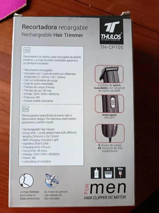 Cortapelos Thulos TH-CP105 Recargable Gris