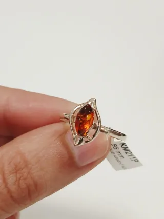 Anel Prata Pedra Âmbar Certificado