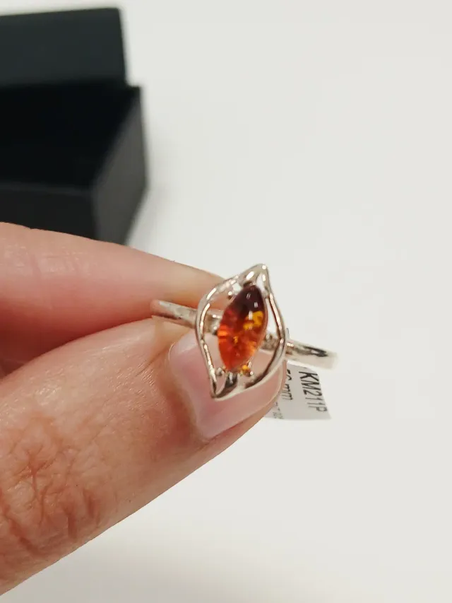 Anel Prata Pedra Âmbar Certificado