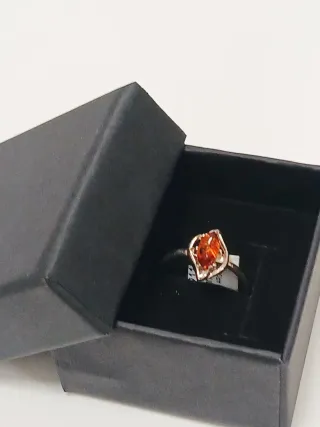 Anel Prata Pedra Âmbar Certificado