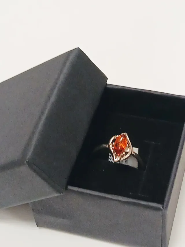 Anel Prata Pedra Âmbar Certificado