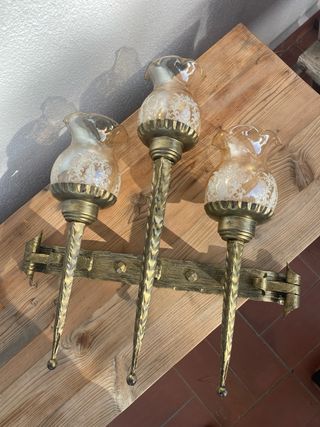 Aplique pared  Vintage Triple y  Dorado envejecido