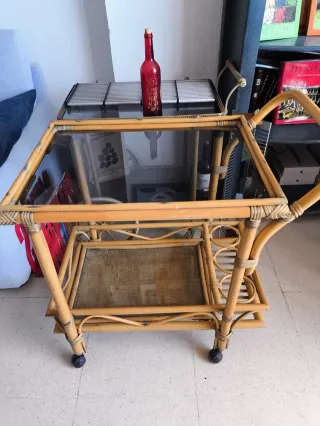 Carrito camarera bambú y cristal