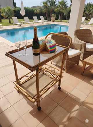 Carrito camarera bambú y cristal