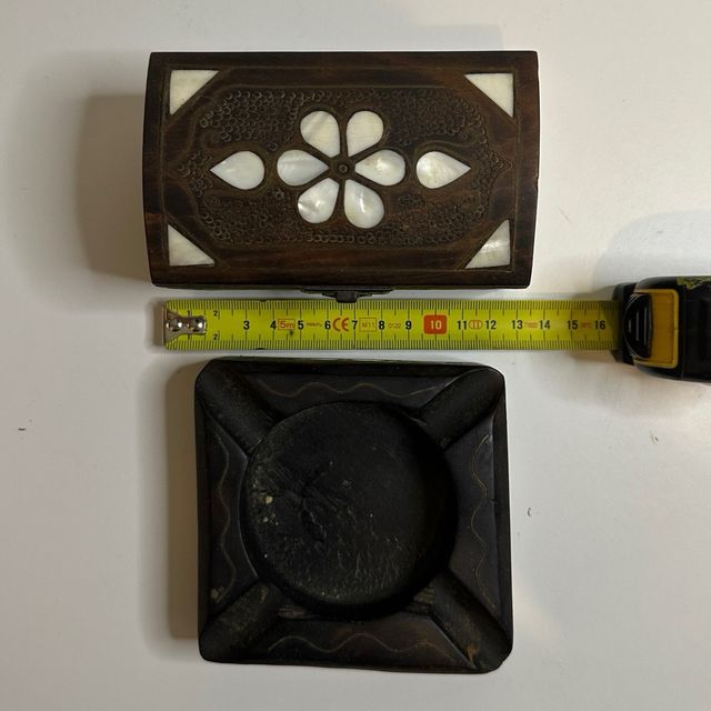 Lote Joyero y Cenicero Madera con Nácar