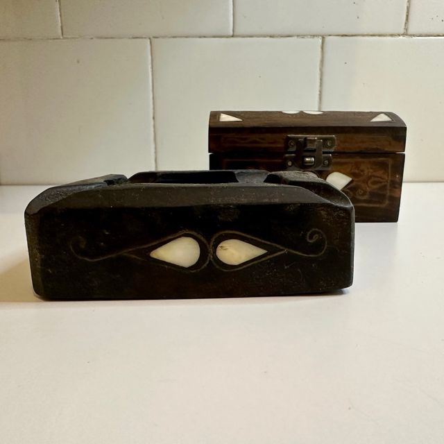 Lote Joyero y Cenicero Madera con Nácar