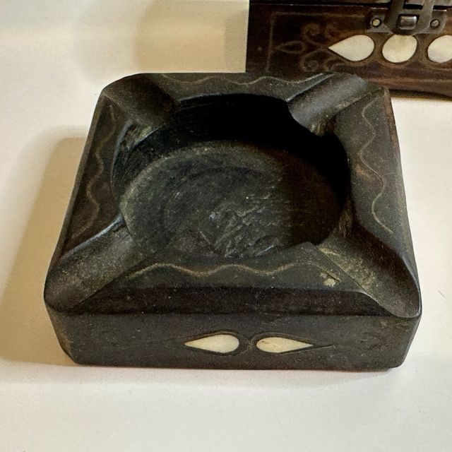 Lote Joyero y Cenicero Madera con Nácar