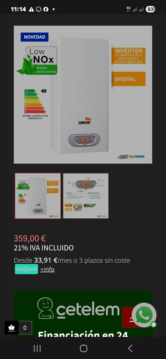 Calentador Cointra Gas Natural Cuenta 10T