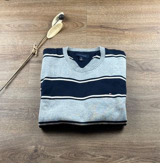 Maglione Tommy Hilfiger Grigio Blu Taglia XL uomo