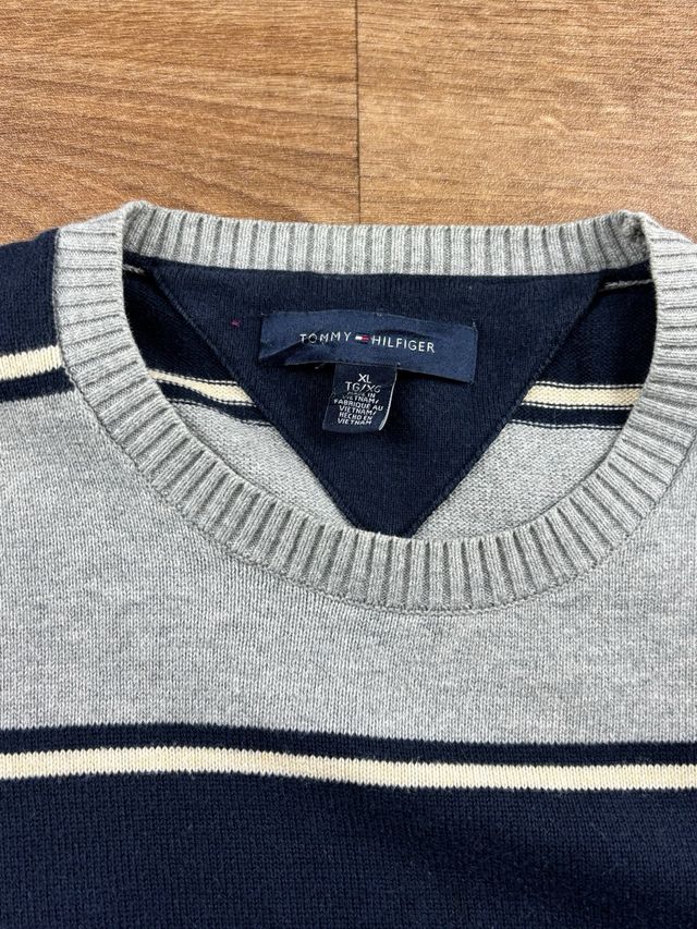 Maglione Tommy Hilfiger Grigio Blu Taglia XL uomo