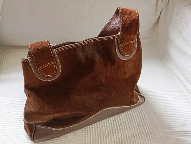 Bolso de ante y cuero marrón