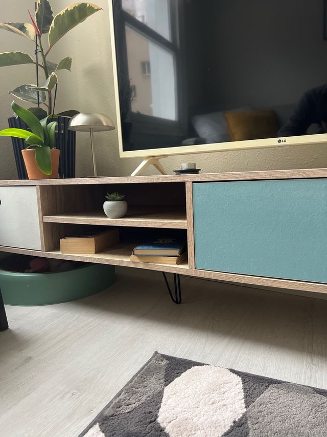 Mueble TV bajo con 2 cajones