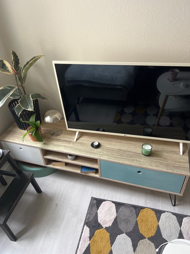 Mueble TV bajo con 2 cajones