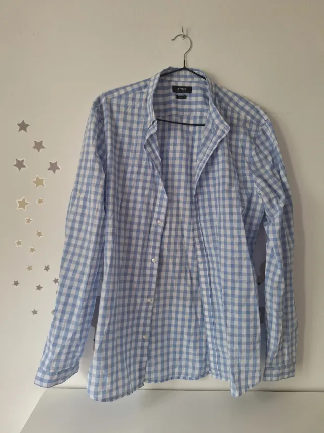 Camisa de cuadros azul hombre talla L