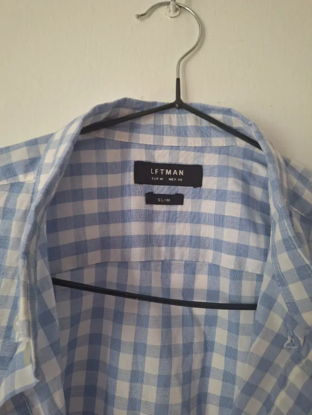 Camisa de cuadros azul hombre talla L