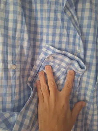 Camisa de cuadros azul hombre talla L