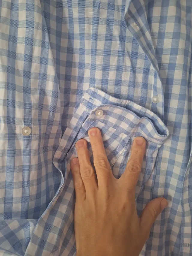 Camisa de cuadros azul hombre talla L